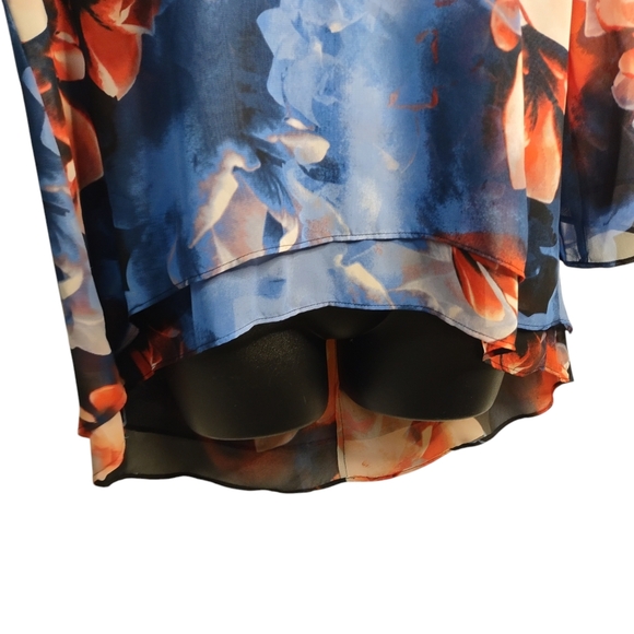 Jennifer Lopez Blouse Women's V-Neck Layered Hi-Lo 3/4 Sleeve Chiffon Top Sz M - Picture 6 of 8